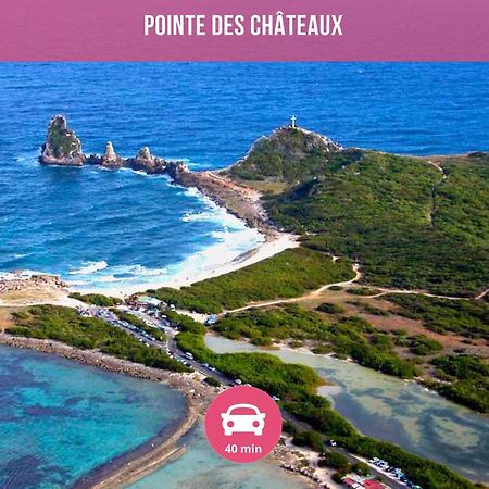Le Sable Bleu - Evasion Tropicale A Sainte-Anne - Plage 5Min - Piscine - Parking - Logement Climatise - Vue Sur Les Palmiers - Parfait Pour Sejours En Famille Ou Entre Amis Esterno foto