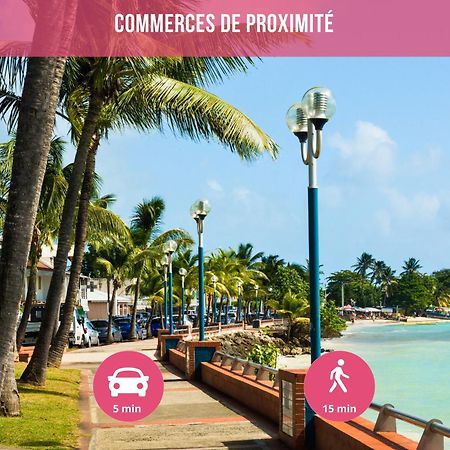 Le Sable Bleu - Evasion Tropicale A Sainte-Anne - Plage 5Min - Piscine - Parking - Logement Climatise - Vue Sur Les Palmiers - Parfait Pour Sejours En Famille Ou Entre Amis Esterno foto
