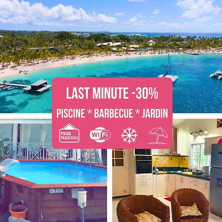 Le Sable Bleu - Evasion Tropicale A Sainte-Anne - Plage 5Min - Piscine - Parking - Logement Climatise - Vue Sur Les Palmiers - Parfait Pour Sejours En Famille Ou Entre Amis Esterno foto