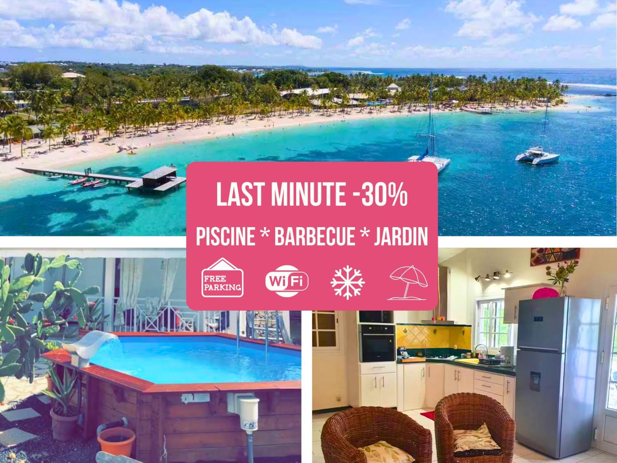 Le Sable Bleu - Evasion Tropicale A Sainte-Anne - Plage 5Min - Piscine - Parking - Logement Climatise - Vue Sur Les Palmiers - Parfait Pour Sejours En Famille Ou Entre Amis Esterno foto